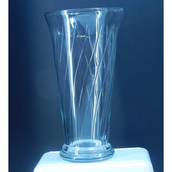 Abriel Clear Glass Vase Swirl Art Pattern Weighted Bottom 10-1/2" - Picture 1 of 5